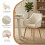(Travertine, Set of 5)Dining Table and Chairs Set Rectangular Wooden Table with 4 Beige Armchairs 3