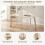 (Travertine, Set of 5)Dining Table and Chairs Set Rectangular Wooden Table with 4 Beige Armchairs 4