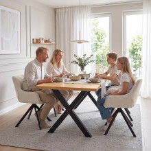 (Set of 5)Dining Table and Chairs Set, Rectangular Wooden Table with 4 Beige Armchairs