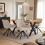 (Set of 5)Dining Table and Chairs Set, Rectangular Wooden Table with 4 Beige Armchairs 2