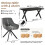(Set of 5)Dining Table and Chairs Set, Rectangular Wooden Table with 4 Gray Armchairs 2