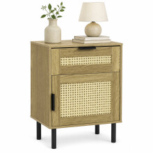 Rattan Nightstand, Boho Bedside Table