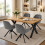 (Set of 5)Dining Table and Chairs Set, Rectangular Wooden Table with 4 Gray Armchairs 3