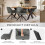 (Set of 5)Dining Table and Chairs Set, Rectangular Wooden Table with 4 Gray Armchairs 4