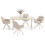 (Set of 5)Dining Table and Chairs Set, Rectangular Wooden Table with 4 Ivory Armchairs 2