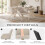 (Set of 5)Dining Table and Chairs Set, Rectangular Wooden Table with 4 Ivory Armchairs 4