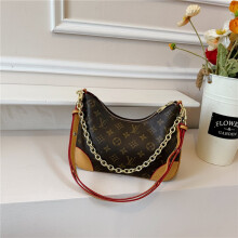 (Brown, 30*19*11) Retro old flower crescent armpit bag, large capacity women's bag that can be worn cross-body