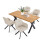 (Set of 5)Dining Table and Chairs Set, Rectangular Wooden Table with 4 Beige Armchairs 2