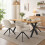 (Set of 5)Dining Table and Chairs Set, Rectangular Wooden Table with 4 Beige Armchairs 1