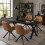 (Set of 5)Dining Table and Chairs Set, Rectangular Wooden Table with 4 Brown Armchairs 5