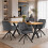 (Set of 5)Dining Table and Chairs Set, Rectangular Wooden Table with 4 Gray Armchairs 1