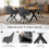 (Set of 5)Dining Table and Chairs Set, Rectangular Wooden Table with 4 Gray Armchairs 3