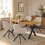 (Set of 5)Dining Table and Chairs Set, Rectangular Wooden Table with 4 Beige Armchairs 5