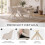 (Set of 5)Dining Table and Chairs Set, Rectangular Wooden Table with 4 Ivory Armchairs 3