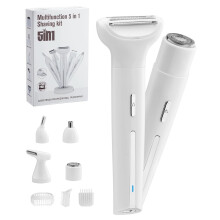 Electric Lady Shavers for Women,5-in-1 Bikini Trimmer and Facial Hair Remover for Women Waterproof,Wet & Dry Rechargeable Nose Hair Trimmer,for Face L