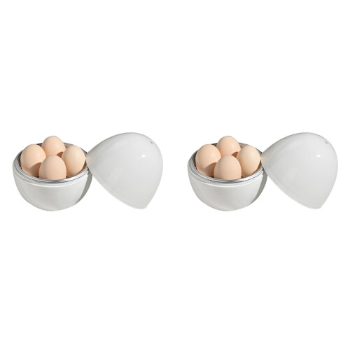 2X Microwave Egg Boiler Quick 5-Minute Cooker for Hard or Soft Boiled Eggs Steams  to 4 Eggs Multi-Use Steamer