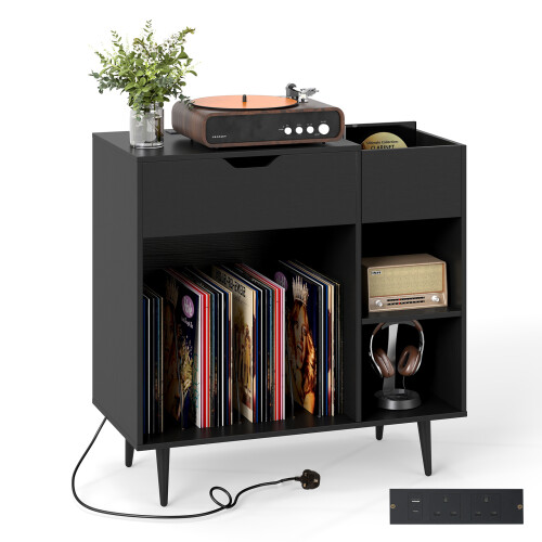 Costway Record Player Stand Wooden Turntable End Table