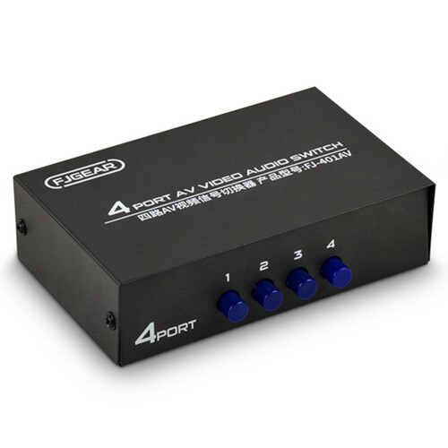 2X FJGEAR AV Switcher 4 Into 1 Out Av RCA  Interface Audio and Video Switcher Multi-Function 4-Way AV Switcher 1
