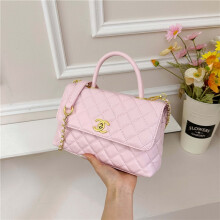 (Pink, 26*16.5*9) Light luxury style rhombus chain small bag, portable crossbody dual-use flip bag