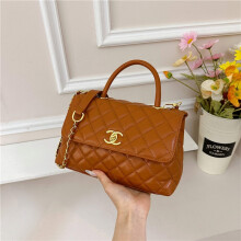 (Brown, 26*16.5*9) Light luxury style rhombus chain small bag, portable crossbody dual-use flip bag