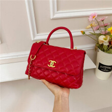 (Red, 26*16.5*9) Light luxury style rhombus chain small bag, portable crossbody dual-use flip bag