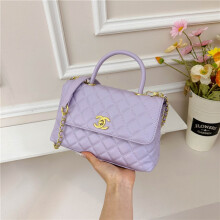 (Purple, 26*16.5*9) Light luxury style rhombus chain small bag, portable crossbody dual-use flip bag