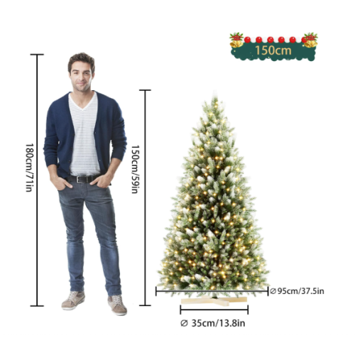5ft Pre Lit Christmas Tree Green with 55 Snow 1