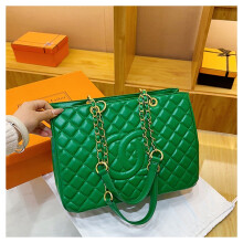(Green, 33*24*13) Large Capacity Diamond Shopping Tote Bag