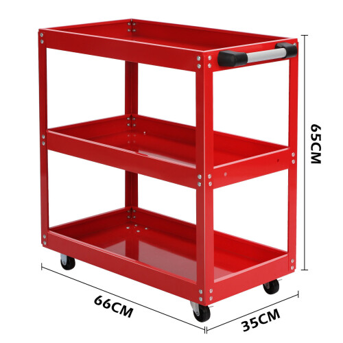 Tool Storage Durable Trolley 3 Tier Wheel Cart Shelf Garage Workshop Heavy Duty 1