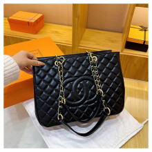 (Black, 33*24*13) Large Capacity Diamond Shopping Tote Bag