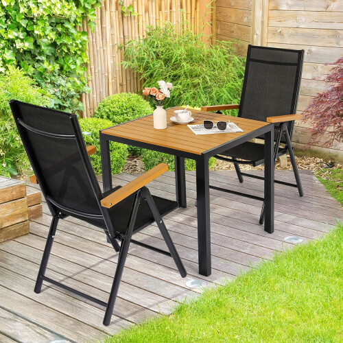 (Teak+Black)Square Garden WPC Bistro Table 75x75cm 1