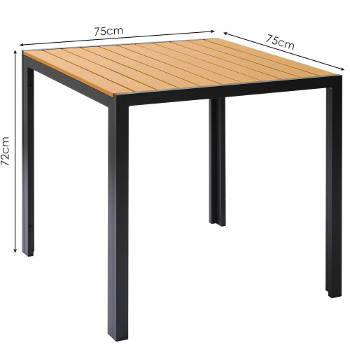 (Teak+Black)Square Garden WPC Bistro Table 75x75cm 2