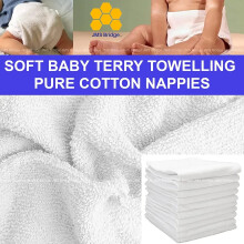 Terry Towelling Nappies for Newborn BabiesPack of 12 100 Cotton White