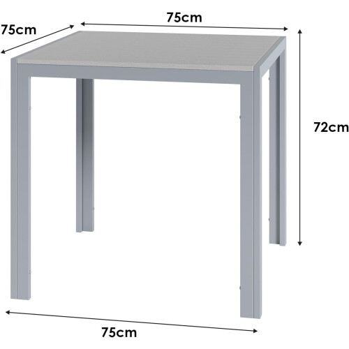 (Grey)Square Garden WPC Bistro PatioTable 75x75cm 2