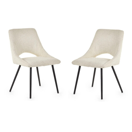 Set Of 2 Iris Boucle Dining Chairs - Ivory 1