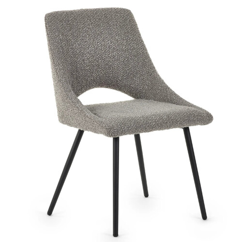 Set Of 2 Iris Boucle Dining Chairs - Grey 1