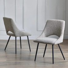 Set Of 2 Iris Boucle Dining Chairs - Grey