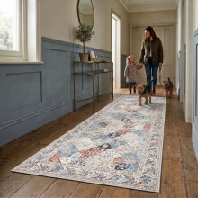 (2ft x 7ft 3in (60x220cm), Coastal) Cashmere Traditional Rug Soft Classic Patterned Area Rug for Living Room Bedroom Hallway