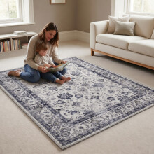 (4ft x 5ft 7in (120x170cm), Serene) Cashmere Traditional Rug Soft Classic Patterned Area Rug for Living Room Bedroom Hallway