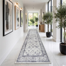 (2ft 7in x 9ft 10in (80x300cm), Serene) Cashmere Traditional Rug Soft Classic Patterned Area Rug for Living Room Bedroom Hallway