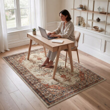 (2ft 7in x 5ft (80x150cm), Timeless) Cashmere Traditional Rug Soft Classic Patterned Area Rug for Living Room Bedroom Hallway