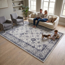 (6ft 7in x 9ft 6in (200x290cm), Serene) Cashmere Traditional Rug Soft Classic Patterned Area Rug for Living Room Bedroom Hallway