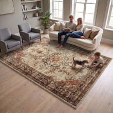 (6ft 7in x 9ft 6in (200x290cm), Timeless) Cashmere Traditional Rug Soft Classic Patterned Area Rug for Living Room Bedroom Hallway
