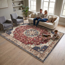 (6ft 7in x 9ft 6in (200x290cm), Whisper) Cashmere Traditional Rug Soft Classic Patterned Area Rug for Living Room Bedroom Hallway