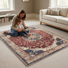 (4ft x 5ft 7in (120x170cm), Whisper) Cashmere Traditional Rug Soft Classic Patterned Area Rug for Living Room Bedroom Hallway