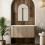 1000mm Fluted Countertop Bathroom Vanity Unit Wall Hung Storage Oak Effect No Basin 1