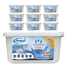 (Fresh Linen) Dampex Interior Dehumidifier Moisture Absorber Damp Trap 500ml Tub Pack of 10