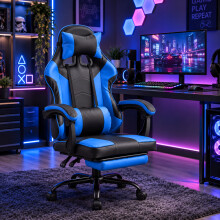 Samuel Alexander Ergonomic Gaming Chair with Footrest & Lumbar Support - Blue