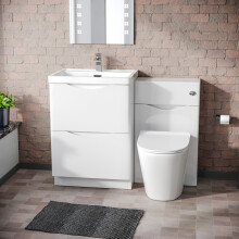 Merton White 1100mm Freestanding Vanity Cabinet, WC & Modern BTW Toilet