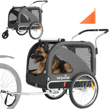 SEPNINE Hundeanhänger 12357103 cm, faltbarer Fahrradanhänger für Haustiere mit 50-cm-Luftreifen, 16 kg, dunkelgrau